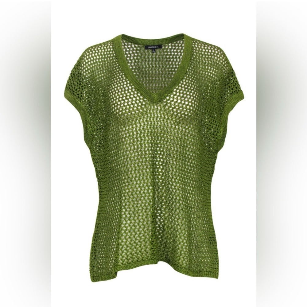 Lafayette 148 New York Green cropped ribbed blouse size:M